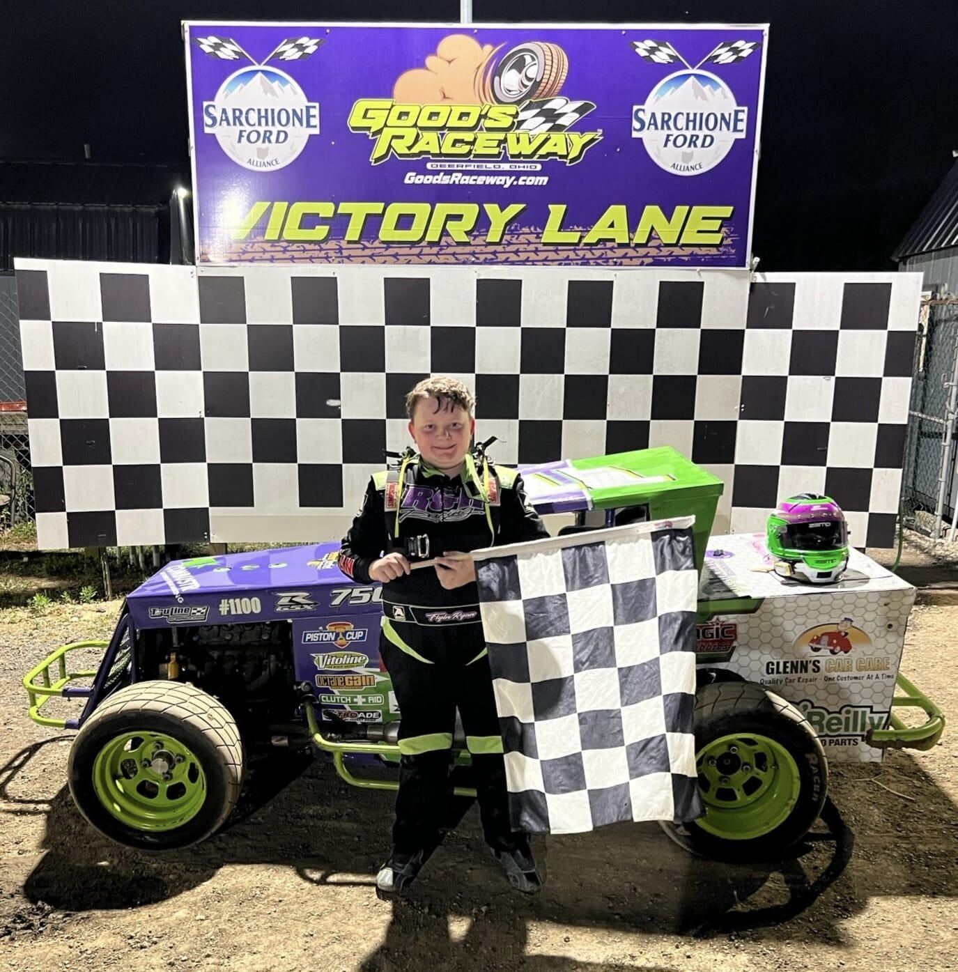 Ryan Johnston EconoMod dirt track racing photo at Good's Raceway victory lane