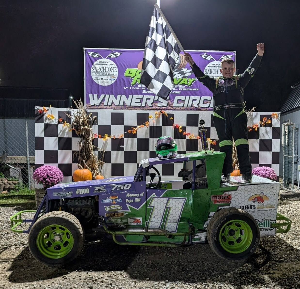 Ryan Johnston celebrating championship win at Good's Raceway Ohio