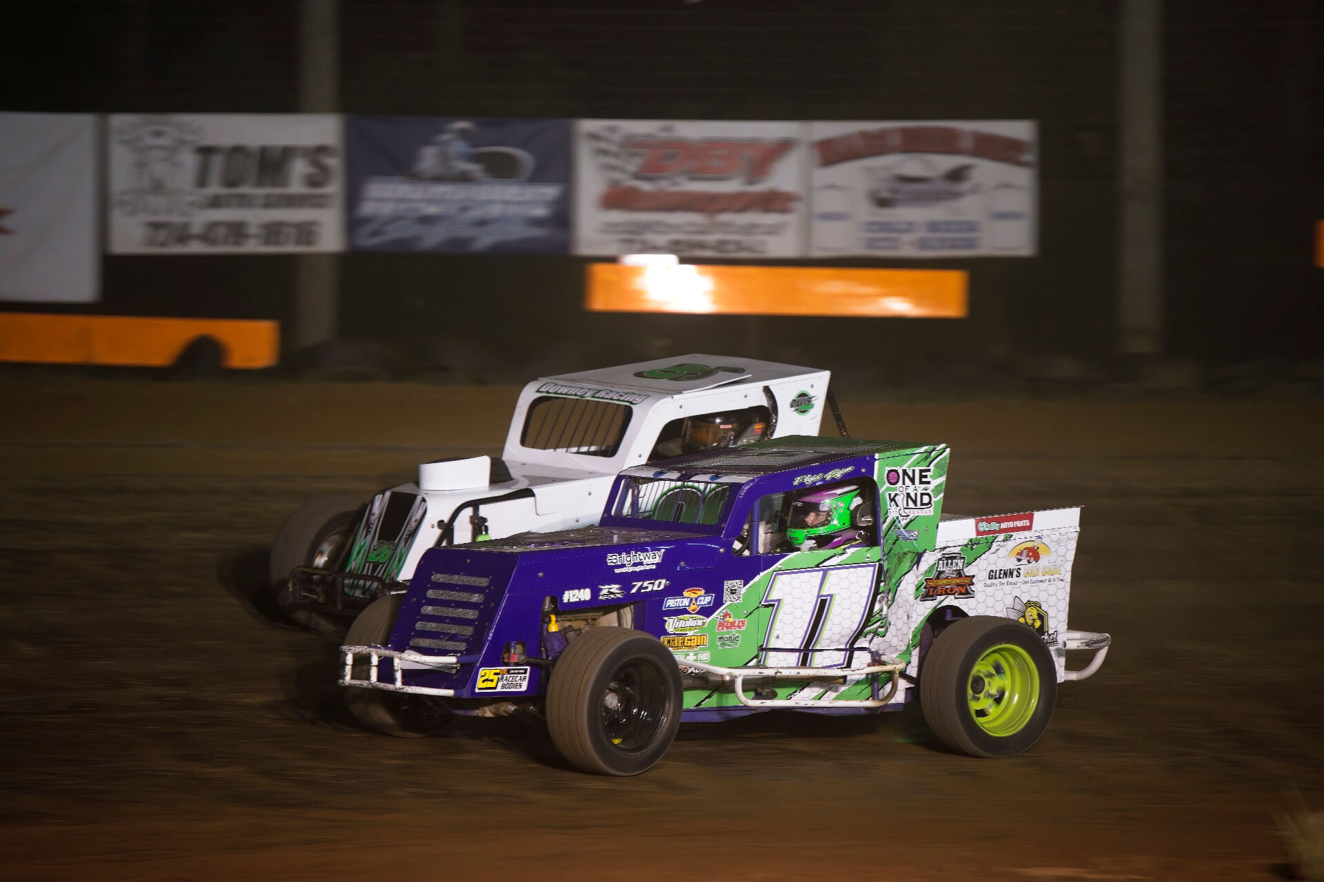 R&R Racing #11 EconoMod night racing under stadium lights in Ohio